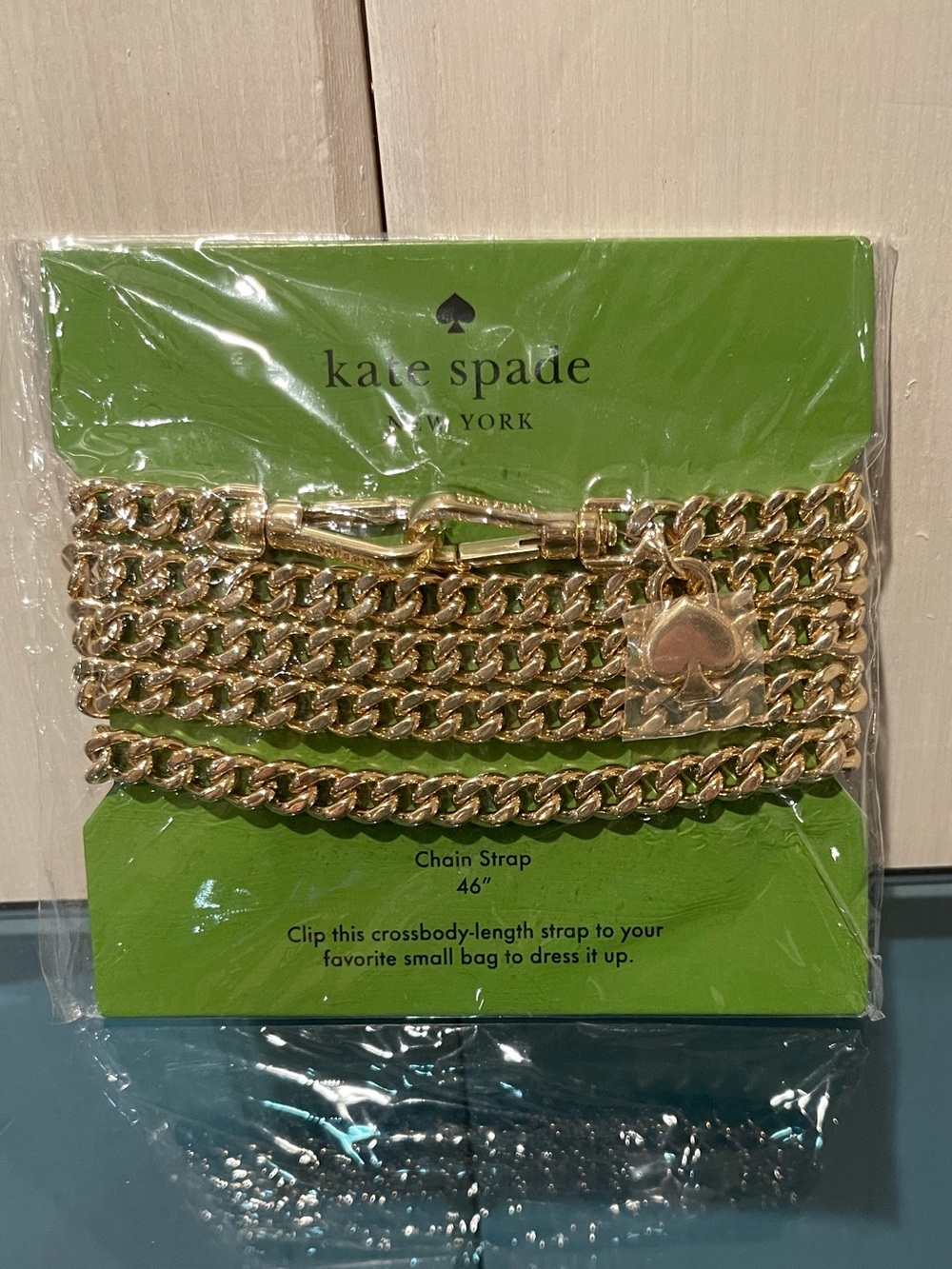 $59 Kate Spade ♠️ Gold Tone Yellow Chain Crossbody Bag Strap NWT Sealed - Picture 4 of 6